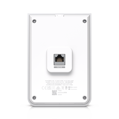 Access Point UniFi U6 In Wall/Montaje p/pared  WIFI 6 2.4 Y 5 Ghz  hasta 5.3 Gbps  1 pto PoE In  4 ptos secundarios (1 PoE Out)