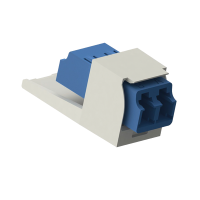 Módulo Acoplador LC Duplex  para Fibra Óptica Monomodo OS1/OS2  Tipo Mini-Com  Color Blanco Mate