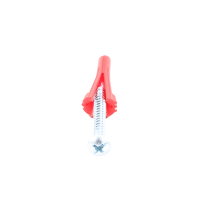 Paquete Con 10 Taquetes Rojos de 1/4" y 10 tornillos 10 x 1 1/2" (4.82 x 38 mm) (1103-05002)
