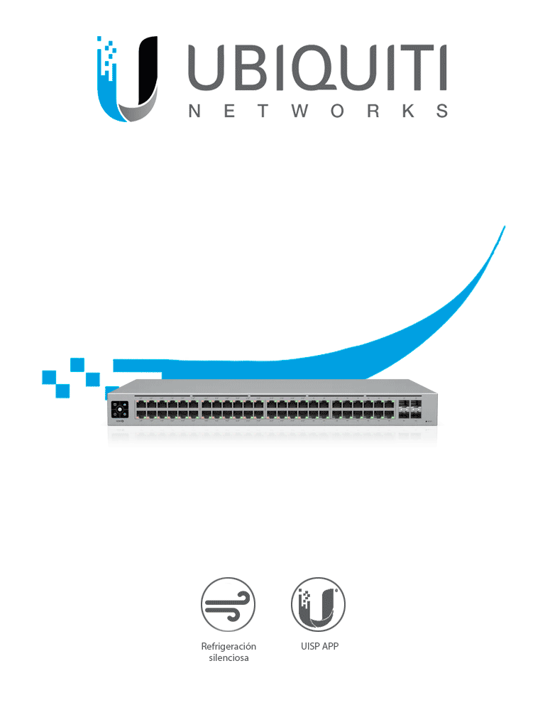 UBIQUITI USW-48 UniFi Switch Capa 2 de 48 puertos 10/100/1000 Mbps más 4 puertos 1G SFP  con pantalla informativa.