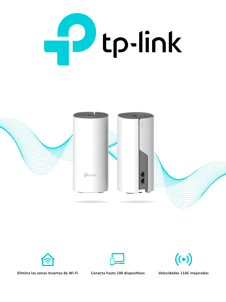 TP-LINK DECOE4 (2-Pack) - Kit de router inalámbrico mesh Deco E4 para hogar de doble banda AC 1200 con 2 puertos 10/100 Mbps y compatible con Alexa. (2 piezas)