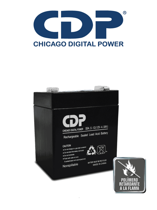 CDP B-12-4.5 SLB 12-4.5 - Batería de respaldo de 12V a 4.5AH / Batería libre de mantenimiento y fácil instalación / Compatible con CCTV y DSC
