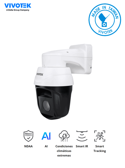 VIVOTEK SD9394-EHL - Cámara IP PTZ Exterior 8 MP  32x Zoom Óptico  Smart IR 250mts  Protección Nema4X  IP66  IK10  WDR Pro  Smart Tracking  Ciberseguridad Trend Micro  Smart VCA  NDAA  ONVIF  Deep Search