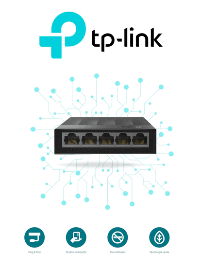TP-LINK LS1005G - Switch para escritorio 5 puertos 10/100/1000Mbps.