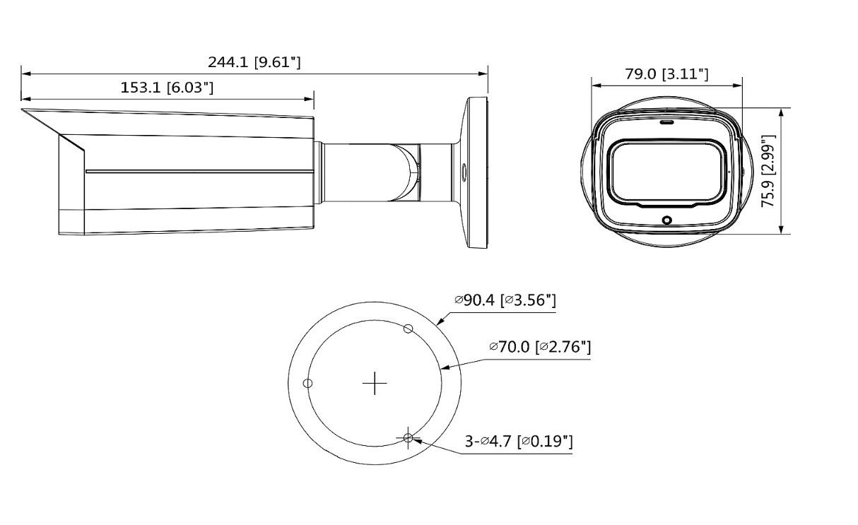 DAHUA HFW2241T-Z-A- Camara Bullet Starlight 1080p/ Lente Motorizado de 2.7 a 13.5 mm/ WDR Real 120dB/ IR 80 Mts/ Microfono Integrado y 1 Entrada de Audio/ IP67/