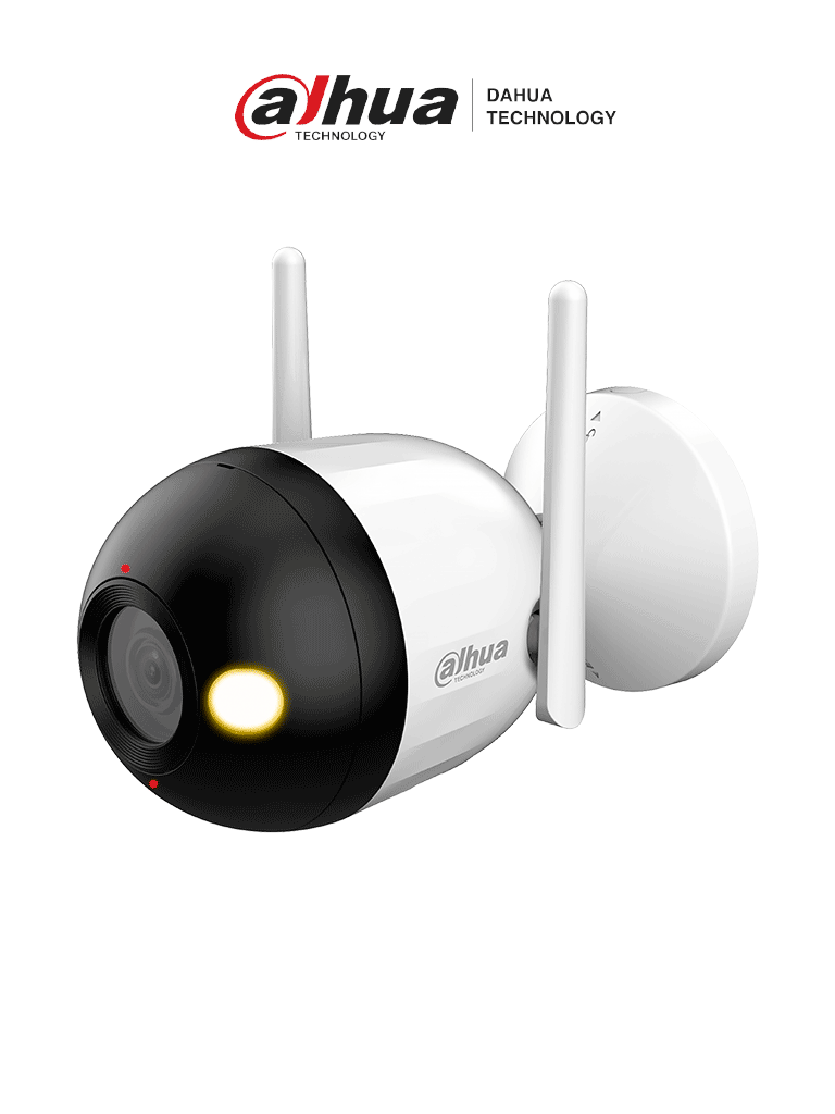 DAHUA F2CN-PV - Cámara IP Bullet WiFi de 2 MP/ lente de 2.8 mm. Cuenta con Full Color + iluminación dual inteligente  disuasión activa  audio bidireccional  micrófono y altavoz integrados  30 m  funciones de IA y resistencia IP67.