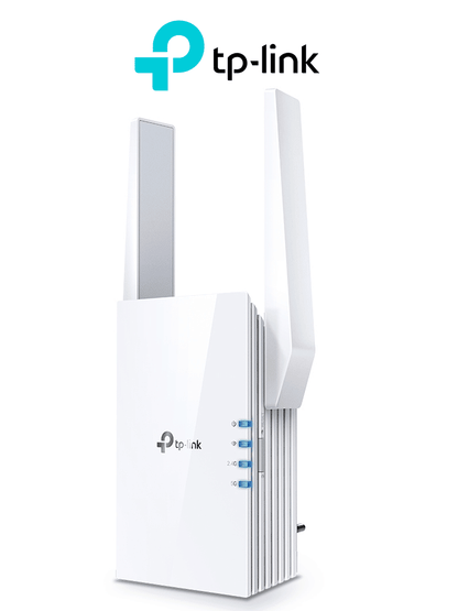 TP-LINK RE505X - Repetidor WiFi AX1500 con WiFi 6 de doble banda 2.4GHz (300Mbps) y 5GHz (1200Mbps)  One Mesh  indicador inteligente de señal  modo punto de acceso  2 antenas externas y 1 puerto Ethernet (RJ45) 10/100/1000Mbps