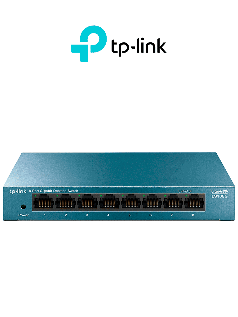 TP-LINK LS108G - Switch de escritorio Gigabit de 8 puertos 10/100/1000Mbps y carcasa metálica.