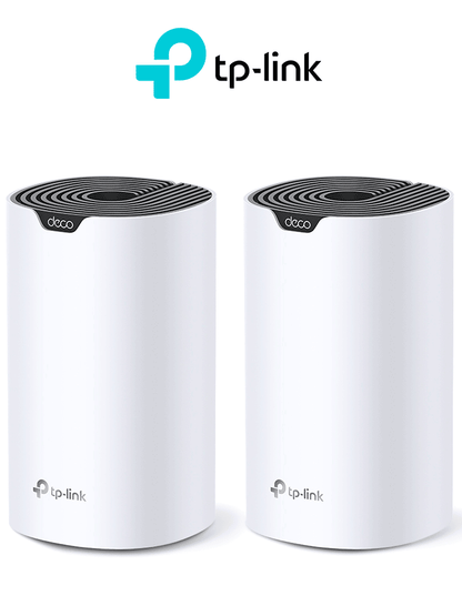 TP-LINK DECO S7 (2-Pack) - Kit de 2 routers inalámbricos MESH para hogar de doble banda Wi-Fi 5 AC1900 Mbps con 3 puertos Gigabit WAN/LAN  3 antenas internas y administración en la app Deco (iOS  Android). (2 piezas) #O4