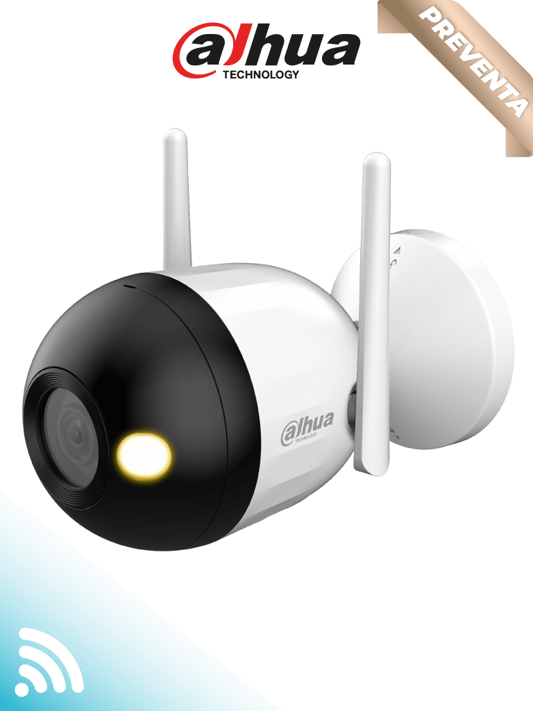 DAHUA F2C-LED - Cámara IP Bullet Wifi de 2 Megapíxeles/ Full Color/ Microfono Integrado/ 30 Mts de Luz Visible/ Ranura para MicroSD/ Lente 2.8mm/ IA con Detección de Humanos/ IP67/#WifiDahua #MCI2Q125 #IMD