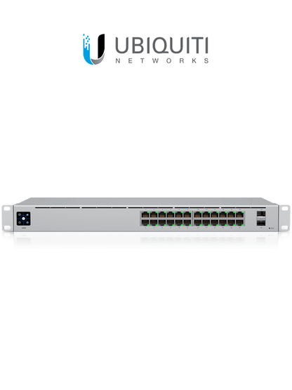 UBIQUITI USW-24 UniFi Switch Capa 2 de 24 puertos 10/100/1000 Mbps más 2 puertos 1G SFP  con pantalla informa#ENE2