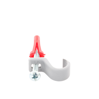 Kit de 8 grapas  8 taquetes y 8 tornillos para sujetar conductores redondos o tubo en muro (para tubo de 1/2) (2104-07240)