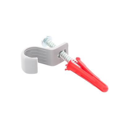 Kit de 8 grapas  8 taquetes y 8 tornillos para sujetar conductores redondos o tubo en muro (para tubo de 1/2) (2104-07240)