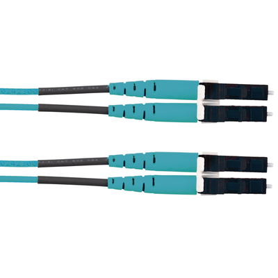Jumper de Fibra Optica Multimodo 50/125 OM3  LC-LC Duplex  LSZH (Cero Halógenos)  Color Aqua  3 Metros