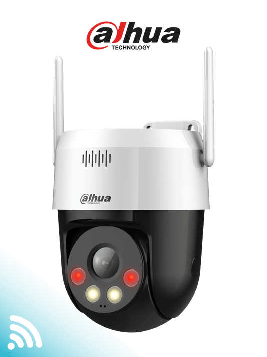 DAHUA SD2A500HB-GN-AW-PV-S2 - Cámara IP PT WiFi de 5 Megapíxeles con Full Color  iluminador dual inteligente  disuasión activa  30 mts de luz visible e IR  audio bidireccional (micrófono y altavoz)  IP66 y ranura MicroSD #LoNuevo #WiFiDahua