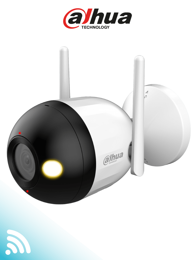 DAHUA F2CN-PV - Cámara IP Bullet WiFi de 2 MP/ lente de 2.8 mm. Cuenta con Full Color + iluminación dual inteligente  disuasión activa  audio bidireccional  micrófono y altavoz integrados  30 m  funciones de IA y resistencia IP67.