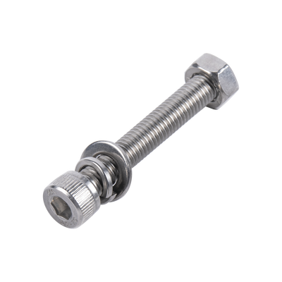1 Tornillo Allen Milimétrico de Acero Inoxidable  M8-1.25 x 65/ Con 1 Tuerca  1 Arandela de Presión y 1 Plana / Para Montajes de Módulos Foto Voltaicos .