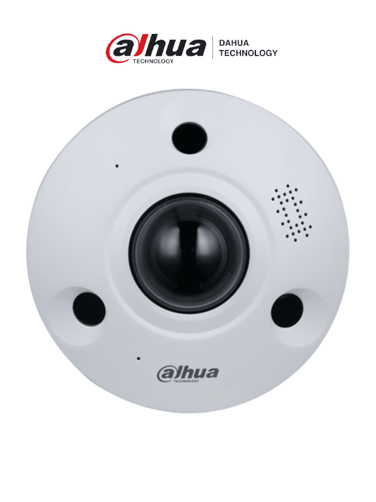 DAHUA IPC-EBW81242N - Cámara IP Fisheye 12 MP  lente 1.85 mm  visión 360°  IR 10 m. IA WizMind con conteo y análisis de personas  mapas de calor. PoE  DWDR  H.265  IP67  IK10. Incluye E/S de alarma y audio. Ideal para vigilancia integral y detallada