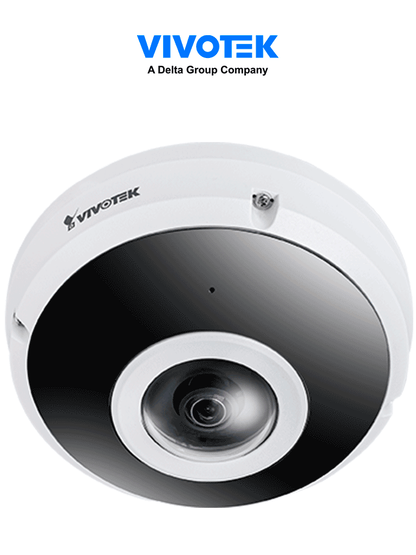 VIVOTEK FE9380-HV - Cámara IP fisheye exterior 5 MP  H.265  panorámica 360º  Smart IR 10m  WDR Pro  micrófono integrado  IP66/IK10  ciberseguridad Trend Micro  Smart Stream III  visión SNV  NDAA  ONVIF