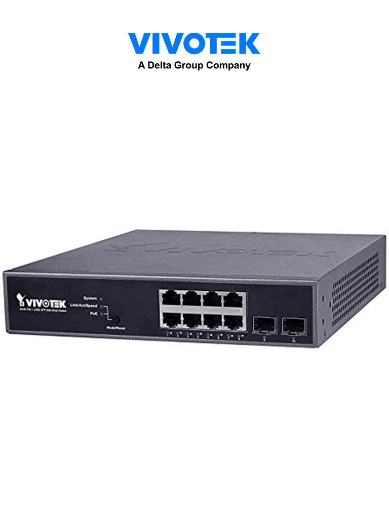 VIVOTEK AW-GEV-104B-130 - Switch Gigabit PoE Administrable con 8 puertos GE  2 puertos SFP  130W totales  WEB Smart  30W por puerto  compatible con VIVOCAM #V1