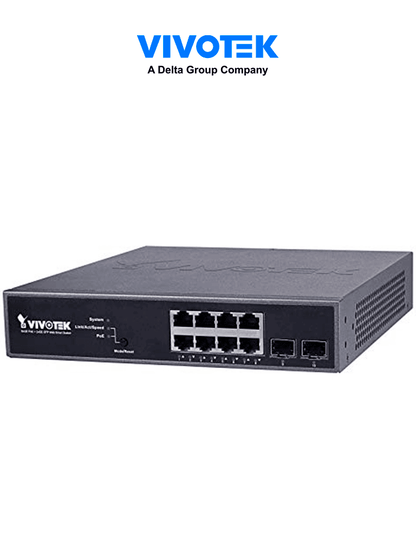 VIVOTEK AW-GEV-104B-130 - Switch Gigabit PoE Administrable con 8 puertos GE  2 puertos SFP  130W totales  WEB Smart  30W por puerto  compatible con VIVOCAM #V1