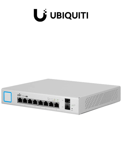 UBIQUITI US-8-150W - Switch UniFi Gigabit PoE con 8 puertos Gigabit Ethernet  2 puertos SFP  PoE de 150 Watts y capacidad de conmutación de 20 Gbps.