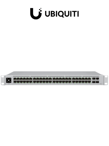 UBIQUITI USW-48 UniFi Switch Capa 2 de 48 puertos 10/100/1000 Mbps más 4 puertos 1G SFP  con pantalla informativa.