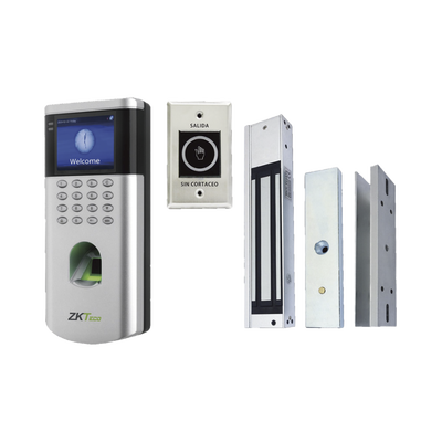 KIT de Control de Acceso LF10/ PUSH / Compatible con ZKBioCVAccess / 1 500 Usuarios / Chapa magnética / Botón de Salida / Tarjeta de proximidad