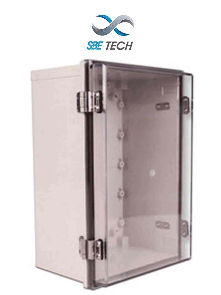 SBE TECH SBE-TR24019090 - Gabinete plástico para exteriores  cubierta transparente  24x19x9 cm  termoplástico auto extinguible  IP67  alta resistencia al impacto  color gris