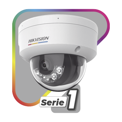 [Dual Light + ColorVu] Domo IP 2 Megapixel / Lente 2.8 mm / 30 mts IR + 30 mts Luz Blanca / Micrófono Integrado / ACUSENSE Lite / Exterior IP67 / IK08 / WDR 120 dB / PoE / Micro SD / ONVIF