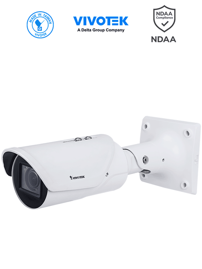 VIVOTEK IB837-HT - Cámara IP VORTEX Premium Series bullet exterior 5 MP  Lente varifocal 2.7-13.5mm  IR 50m  WDR Pro  IP66  IK10  NDAA  Almacenamiento 256GB  Advance AI