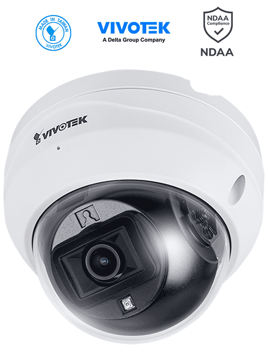 VIVOTEK FD9369 - Cámara IP domo exterior 2 MP  lente fijo 2.8mm  H.265  Smart IR 30m  Smart Motion  micrófono integrado  protección IP66/IK10  Smart Stream III y NDAA  ONVIF