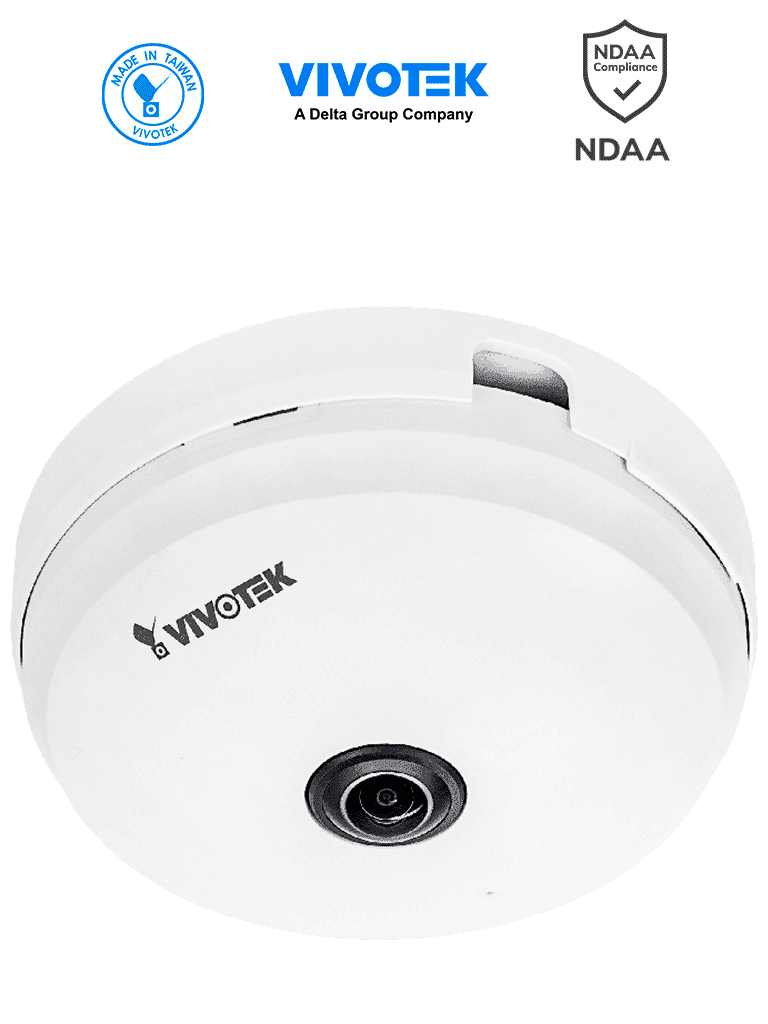 VIVOTEK FE9180-H - Cámara IP fisheye interior 5 MP  visión hemisférica 360º  Smart Stream III  WDR Pro  3DNR  micrófono integrado  ranura de tarjetas MicroSD  ONVIF #DW #retail