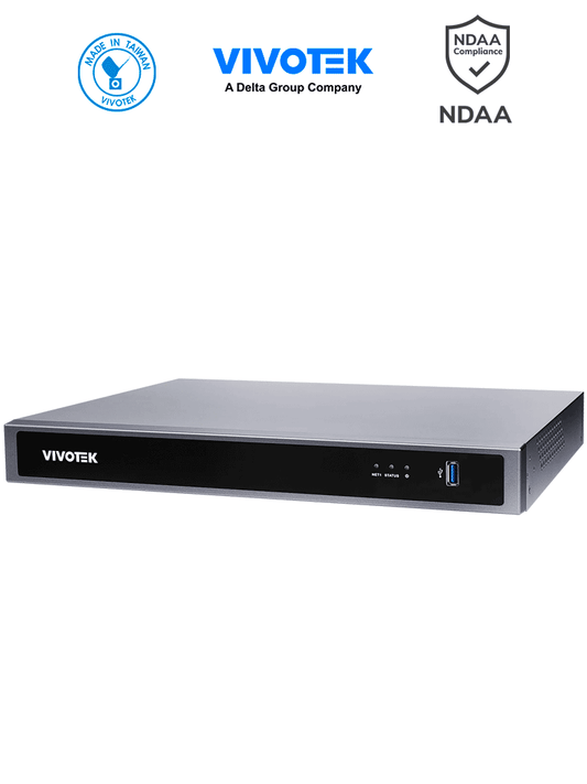 VIVOTEK ND9326P - NVR 8 canales con 2 bahías y 8 puertos PoE FE RJ45  además de 1 puerto GE RJ45  ciberseguridad Trend Micro  Deep Search y Smart VCA Search  compatible con NDAA y ONVIF. #VTX