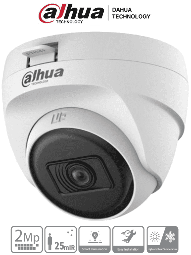 DAHUA  HAC-T1A21N-U-28 - Cámara Domo de 2 Megapixeles/ Lente 2.8 mm / 100 Grados de Apertura/ Smart ir 25 Mts/ Uso Interior/ CVI/TVI/AHD/CBVS/ #LoNuevo