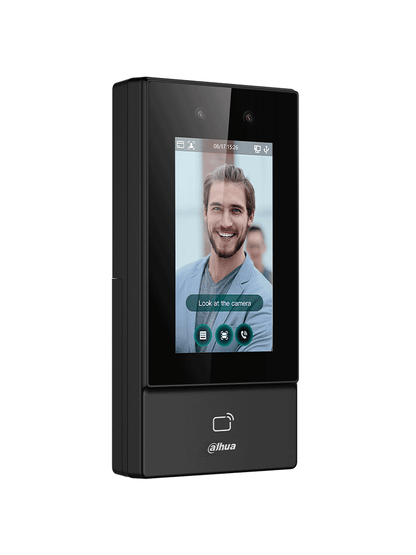 DAHUA ASI6213S-D - Control de Acceso para Exterior con Reconocimiento Facial  pantalla táctil de 4.3"  soporta 6000 usuarios  rostros y contraseñas  10 000 tarjetas ID 125 KHz  50 administradores  300 000 registros. Comunicación TCP/IP  IP65. #ACCDA