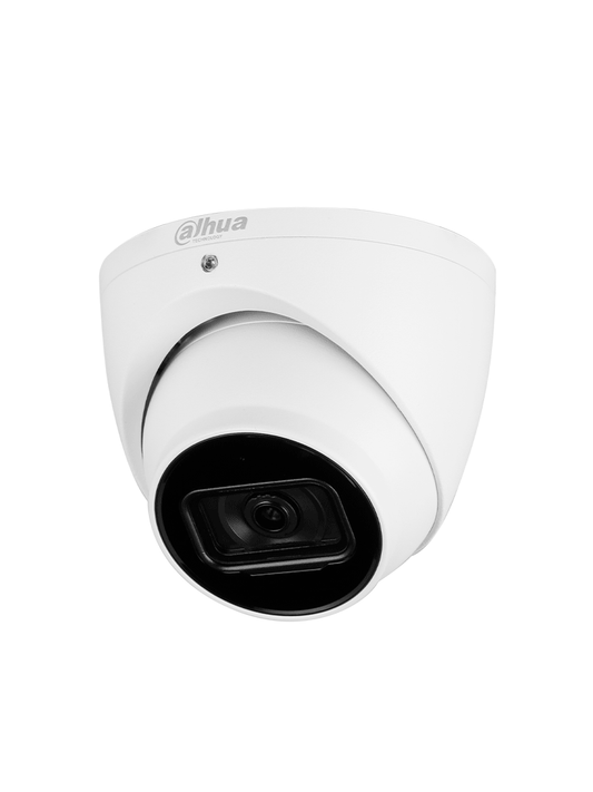 DAHUA DH-IPC-HDW3841EM-S-S2 - Cámara IP Domo de 8 MP con diseño Eyeball  lente 2.8 mm  y tecnología WizSense. Ofrece visión nocturna con IR de 30m  SMD 4.0 y AI SSA para análisis inteligente. Incluye ranura para MicroSD  y protección IP67 soportando