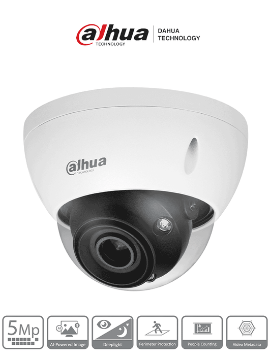 DAHUA  IPC-HDBW5541E-ZE - Cámara IP Domo 5MP con WizMind y Lente Motorizado 2.7-13.5 mm  LED IR 40m  114°  H.265+  Metadatos  SMD 3.0  Acupick  E/S de Alarma y Audio  Micro SD  IP67  IK10  ePoE. Ideal para seguridad avanzada.