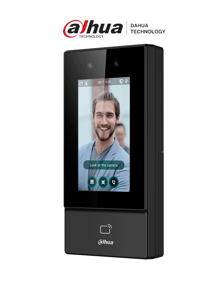 DAHUA ASI6213S-D - Control de Acceso para Exterior con Reconocimiento Facial  pantalla táctil de 4.3"  soporta 6000 usuarios  rostros y contraseñas  10 000 tarjetas ID 125 KHz  50 administradores  300 000 registros. Comunicación TCP/IP  IP65. #ACCDA