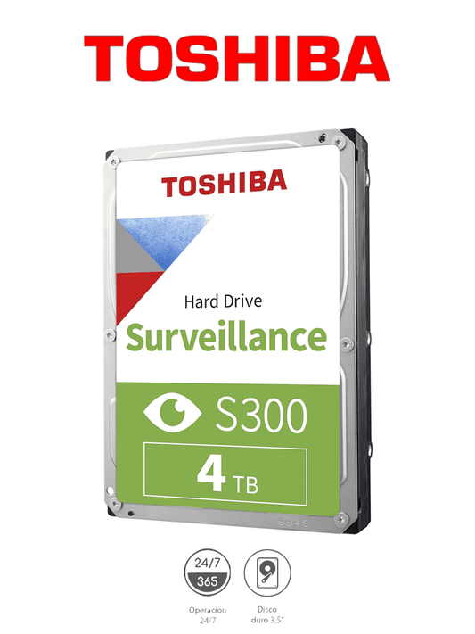 TOSHIBA HDWT840UZSVA - Disco Duro de 4 TB  Serie S300 especial para videovigilancia  ideal para trabajo 24/7  interfaz SATA 3.5"  5400 rpm  128 MB  hasta 64 cámaras#MARTOS