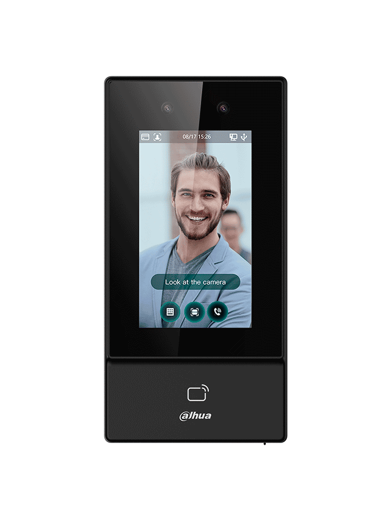 DAHUA ASI6213S-D - Control de Acceso para Exterior con Reconocimiento Facial  pantalla táctil de 4.3"  soporta 6000 usuarios  rostros y contraseñas  10 000 tarjetas ID 125 KHz  50 administradores  300 000 registros. Comunicación TCP/IP  IP65. #ACCDA