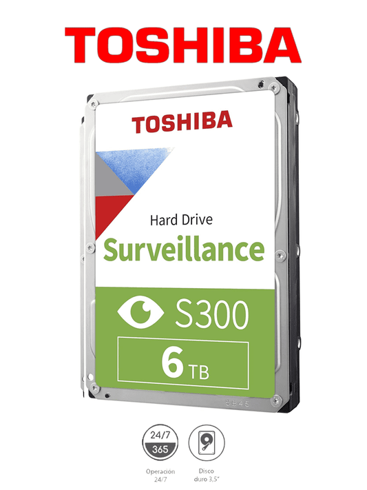 TOSHIBA HDWT860UZSVA - Disco Duro de 6 TB  Serie S300 especial para videovigilancia  ideal para trabajo 24/7  interfaz SATA 3.5"  5400 rpm  128 MB  hasta 64 cámaras#MARTOS