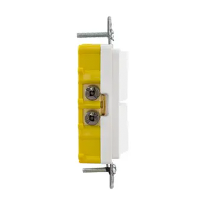 Interruptor Residencial 15 A 120-277 V  con 2 Bases Unipolares  Cableado lateral  Color Blanco.