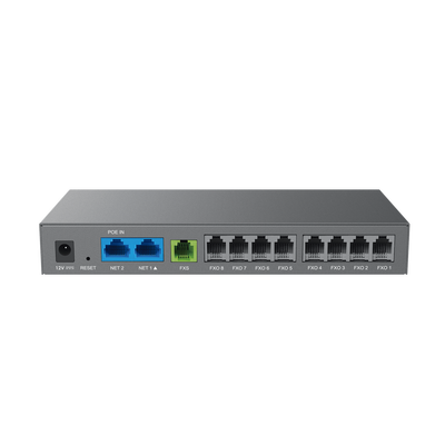 Gateway Analógico 8 FXO  (Conectar Lineas Analógicas) / 3 Perfiles SIP / 1 Puerto FXS / NAT de Alto Rendimiento / Soporte Lifeline / Fax T.38 / Cifrado AES / Failover SIP / Conferencia de Voz 3 Vías