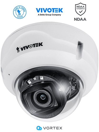 VIVOTEK FD839-EHTV - Cámara IP VORTEX Essential Series domo exterior 5 MP  lente varifocal 2.8-10mm  micrófono integrado  IR 30m  WDR Pro  IP66  IK10  NDAA  almacenamiento interno 256GB