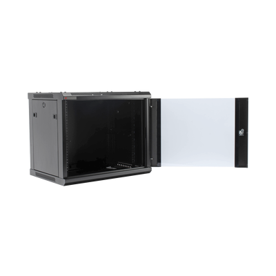Gabinete PRECISION  Con Puerta de Cristal Templado  de 19in  9UR  450mm de Profundidad  Color Negro