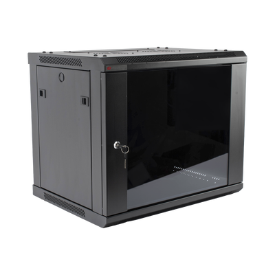 Gabinete PRECISION  Con Puerta de Cristal Templado  de 19in  9UR  450mm de Profundidad  Color Negro