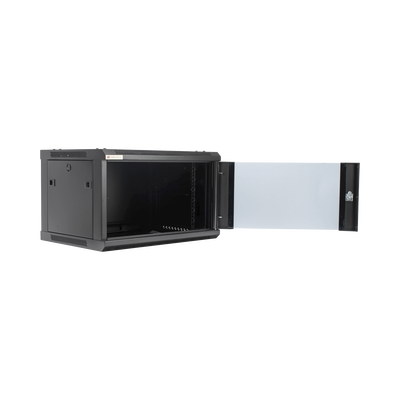 Gabinete PRECISION  Con Puerta de Cristal Templado  de 19in  6UR  450mm de Profundidad  Color Negro