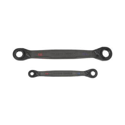 Juego de 2 llaves Estriadas de Matraca 4 en 1 con 8 Medidas Inglesas 1/2-5/8"  3/4-9/16"  1/4-3/8"  7/16-5/16"