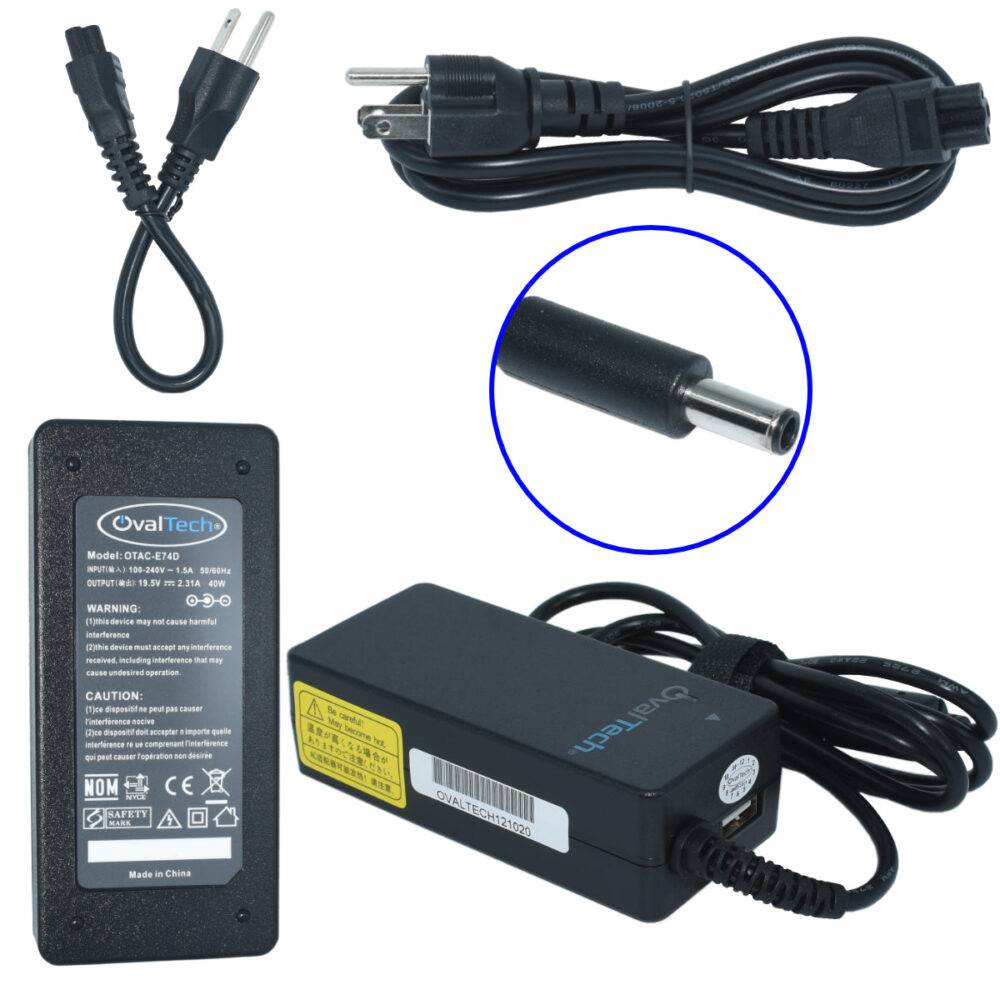 Adaptador de corriente para laptop OVALTECH 19.5V/2.31AH para DELL  Dell XPS 13 9343-4143 Notebook Dell XPS 13 L322X Ultrabook  Dell Ultrabook